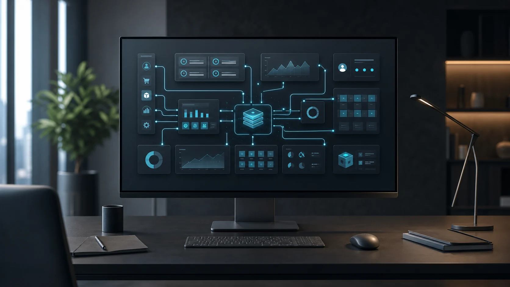 Dashboard profesional con flujos de pedidos, clientes, inventario e integraciones entre sistemas